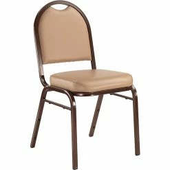 National Public Seating NPS 9200 Series Dome-Back Vinyl Padded Stack Chair, French Beige/Mocha (9201-M)