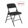 National Public Seating NPS 2300 Series Fabric Padded Triple Brace Double Hinge Premium Folding Chairs, Midnight Black/Black, 100 Pack (2310/100)