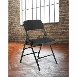 National Public Seating NPS 2300 Series Fabric Padded Triple Brace Double Hinge Premium Folding Chairs, Midnight Black/Black, 100 Pack (2310/100) -Stackable Folding Chairs Sales unnamed file 480