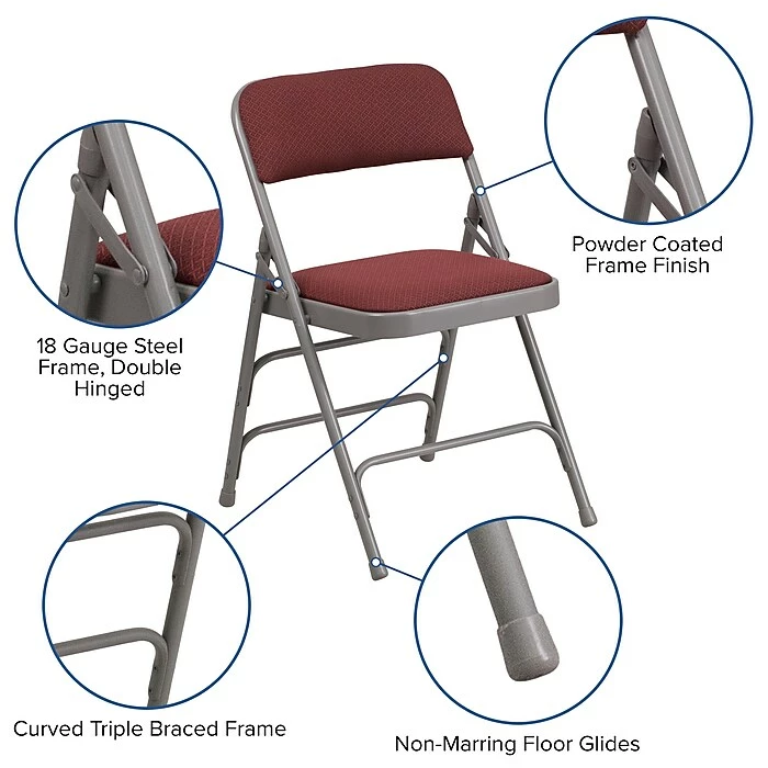 Flash Furniture HERCULES Series Fabric Folding Chair, Burgundy, 2/Pack (2AWMC309AFBG) 8 Flash Furniture HERCULES Series Fabric Folding Chair, Burgundy, 2/Pack (2AWMC309AFBG) - Image 6