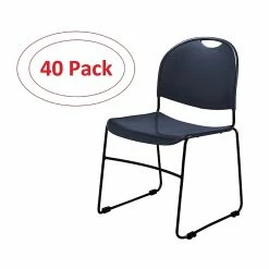 National Public Seating NPS Commercialine 850 Series Ultra Compact Stack Chair, Blue, 40 Pack (855-CL/40)