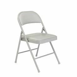 National Public Seating NPS Commercialine 950 Series Vinyl Upholstered Commercialine Folding Chairs, Gray/Gray, 4 Pack (952/4)