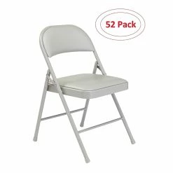 National Public Seating NPS Commercialine 950 Series Vinyl Upholstered Commercialine Folding Chairs, Gray/Gray, 52 Pack (952/52)