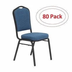 National Public Seating NPS 9300 Series Deluxe Fabric Upholstered Stack Chair, Natural Blue/Black Sandtex, 80 Pack (9374-BT/80)
