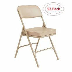 National Public Seating NPS 3200 Series 2" Fabric Padded Folding Chairs, Beige/Beige, 52 Pack (3201/52)