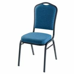 National Public Seating NPS 9300 Series Deluxe Fabric Upholstered Stack Chair, Natural Blue/Black Sandtex (9374-BT)