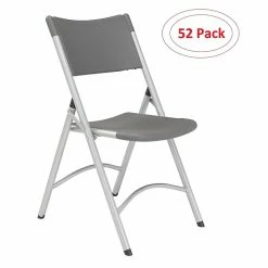 National Public Seating NPS 600 Series Heavy Duty Plastic Folding Chair, Charcoal Slate, 52 Pack (620/52)