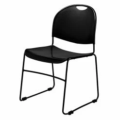 National Public Seating NPS Commercialine 850 Series Ultra Compact Stack Chair, Black (850-CL)
