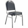 National Public Seating NPS 9200 Series Dome-Back Vinyl Padded Stack Chair, Midnight Blue/Silvervein (9204-SV)
