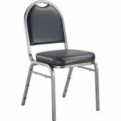 National Public Seating NPS 9200 Series Dome-Back Vinyl Padded Stack Chair, Midnight Blue/Silvervein (9204-SV)