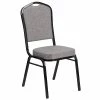 Flash Furniture HERCULES Series Crown Back Stacking Banquet Chair With Gray Fabric And 2.5'' Thick Seat, Black Frame