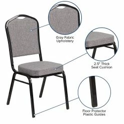 Flash Furniture HERCULES Series Crown Back Stacking Banquet Chair With Gray Fabric And 2.5'' Thick Seat, Black Frame -Stackable Folding Chairs Sales unnamed file 622