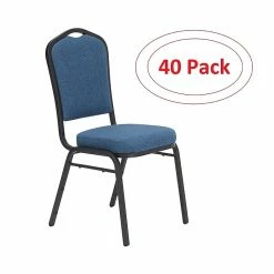 National Public Seating NPS 9300 Series Deluxe Fabric Upholstered Stack Chair, Natural Blue/Black Sandtex, 40 Pack (9374-BT/40)