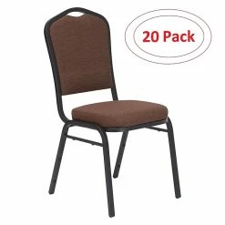 National Public Seating NPS 9300 Series Deluxe Fabric Upholstered Stack Chair, Natural Chocolate/Black Sandtex, 20 Pack (9361-BT/20)