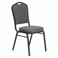 National Public Seating NPS 9300 Series Deluxe Fabric Upholstered Stack Chair, Natural Graystone/Black Sandtex, 4 Pack (9362-BT/4)