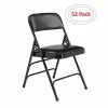 National Public Seating NPS 1300 Series Premium Vinyl Upholstered Triple Brace Double Hinge Folding Chair, Black, 52 Pack (1310/52)