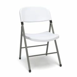 Essentials By OFM 4-Pack Plastic Folding Chair, White (ESS-5000-WHT)