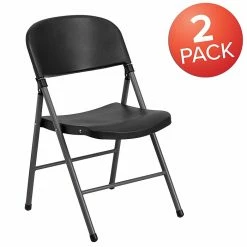 Flash Furniture HERCULES Series Plastic Folding Chair, Black/Charcoal, 2/Pack (2DADYCD50) -Stackable Folding Chairs Sales unnamed file 706