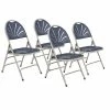 National Public Seating NPS 1100 Series Deluxe Fan Back With Triple Brace Double Hinge Folding Chair, Dark Blue, 4 (1115/4)