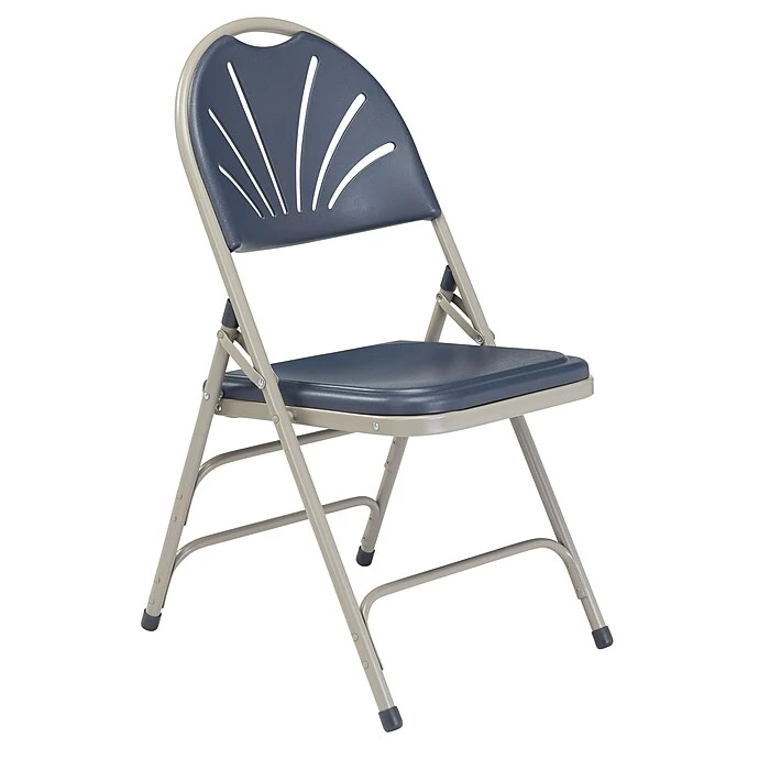 National Public Seating NPS 1100 Series Deluxe Fan Back With Triple Brace Double Hinge Folding Chair, Dark Blue, 4 (1115/4) 4 National Public Seating NPS 1100 Series Deluxe Fan Back With Triple Brace Double Hinge Folding Chair, Dark Blue, 4 (1115/4) - Image 2