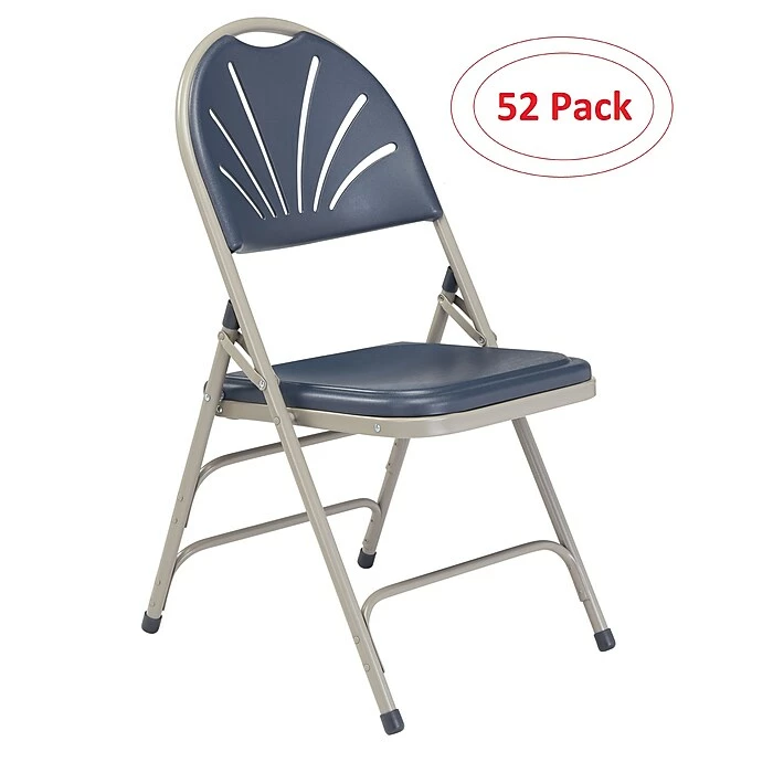 National Public Seating NPS 1100 Series Deluxe Fan Back With Triple Brace Double Hinge Folding Chair, Dark Blue, 52 (1115/52) 2 National Public Seating NPS 1100 Series Deluxe Fan Back With Triple Brace Double Hinge Folding Chair, Dark Blue, 52 (1115/52)