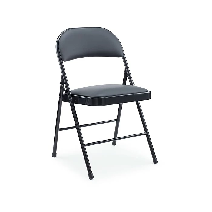 Staples Luxura Faux Leather Folding Chair, Black, 4/Pack (51504) 2 Staples Luxura Faux Leather Folding Chair, Black, 4/Pack (51504)