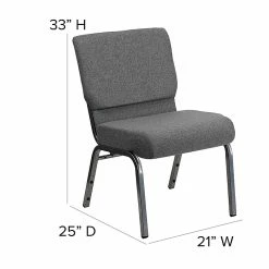 Flash Furniture HERCULES 21'' Church Chairs W/3.75'' Seat Silver Vein Frame (XUCH0221GYSV) -Stackable Folding Chairs Sales unnamed file 757