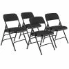 National Public Seating NPS 2300 Series Fabric Padded Triple Brace Double Hinge Premium Folding Chairs, Midnight Black/Black, 4 Pack (2310/4)