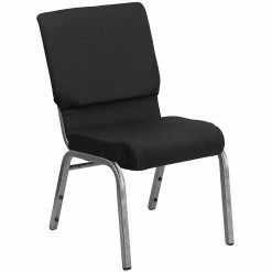 Flash Furniture HERCULES™ Fabric Patterned Stacking Church Chair With 4 1/4"T Seat, Black (FCH185SVJP02)