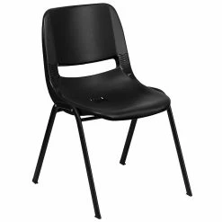 Flash Furniture HERCULES Plastic Shell Stack Chair, Black (RUT-EO1-BK-GG)