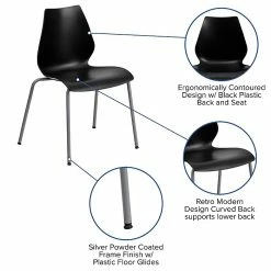 Flash Furniture Hercules Series Polypropylene Stackable Chair With Silver Frame, Black (RUT288BK) -Stackable Folding Chairs Sales unnamed file 853