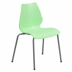 Flash Furniture Hercules Series Polypropylene Stackable Chair With Silver Frame, Green