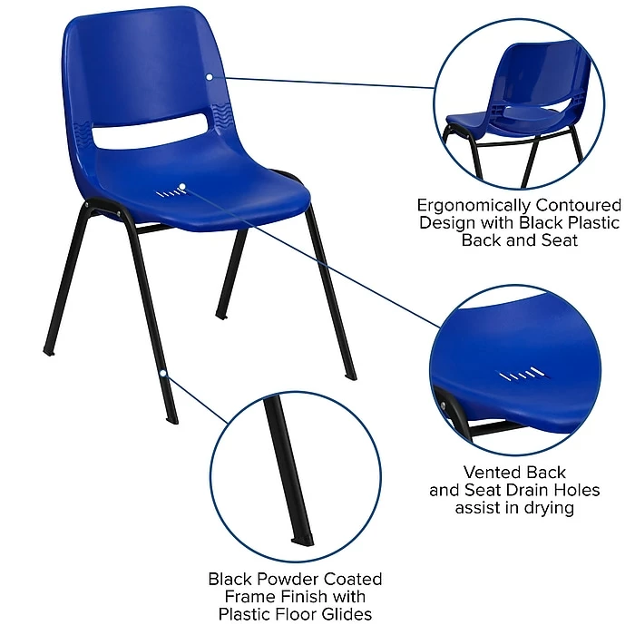 Flash Furniture HERCULES Plastic Shell Stack Chair, Blue (RUTEO1BLGG) 7 Flash Furniture HERCULES Plastic Shell Stack Chair, Blue (RUTEO1BLGG) - Image 5