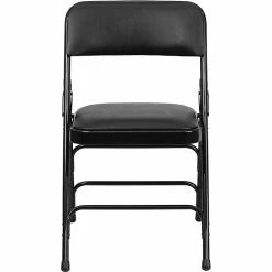 Flash Furniture HERCULES™ Curved Triple Braced Vinyl Armless Folding Chair, Black, 12/Pack (12HAMC309AVBK)