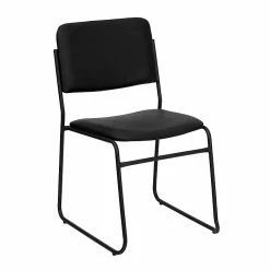 Flash Furniture HERCULES Vinyl Stacking Chairs W/Sled Base, Black, 30/Pack