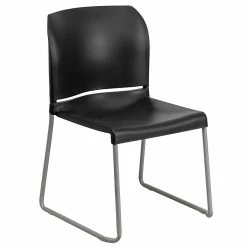 Flash Furniture HERCULES 8Full Back Stack Chairs W/Sled Base, Black, 20/Pack