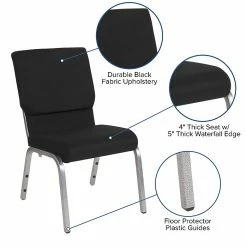 Flash Furniture HERCULES™ Fabric Stacking Church Chair, Black, Silver Vein Frame (XUCH60096BKSV) -Stackable Folding Chairs Sales unnamed file 975