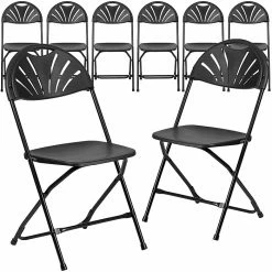 Flash Furniture HERCULES Series 800 Lb. Capacity Plastic Fan Back Folding Chair 8/Pack (8LEL4BK)