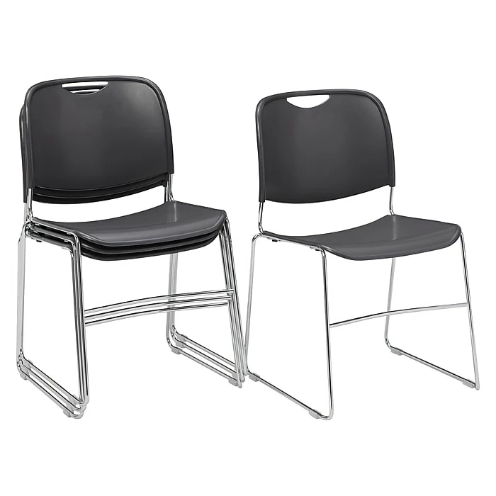 National Public Seating NPS 8500 Series Hi-Tech Ultra-Compact Plastic Seat/Back Stack Chair, Gunmetal/Chrome, 4 Pack (8502/4) 3 National Public Seating NPS 8500 Series Hi-Tech Ultra-Compact Plastic Seat/Back Stack Chair, Gunmetal/Chrome, 4 Pack (8502/4)