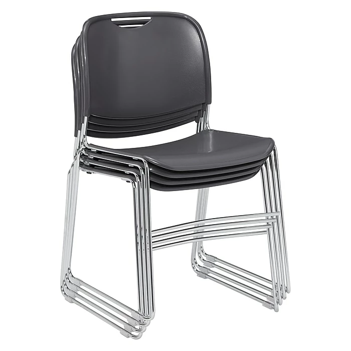 National Public Seating NPS 8500 Series Hi-Tech Ultra-Compact Plastic Seat/Back Stack Chair, Gunmetal/Chrome, 4 Pack (8502/4) 4 National Public Seating NPS 8500 Series Hi-Tech Ultra-Compact Plastic Seat/Back Stack Chair, Gunmetal/Chrome, 4 Pack (8502/4) - Image 2