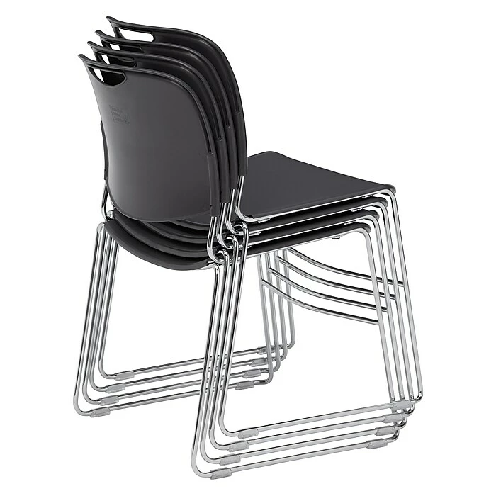 National Public Seating NPS 8500 Series Hi-Tech Ultra-Compact Plastic Seat/Back Stack Chair, Gunmetal/Chrome, 4 Pack (8502/4) 5 National Public Seating NPS 8500 Series Hi-Tech Ultra-Compact Plastic Seat/Back Stack Chair, Gunmetal/Chrome, 4 Pack (8502/4) - Image 3