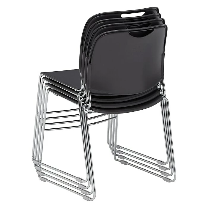 National Public Seating NPS 8500 Series Hi-Tech Ultra-Compact Plastic Seat/Back Stack Chair, Gunmetal/Chrome, 4 Pack (8502/4) 6 National Public Seating NPS 8500 Series Hi-Tech Ultra-Compact Plastic Seat/Back Stack Chair, Gunmetal/Chrome, 4 Pack (8502/4) - Image 4